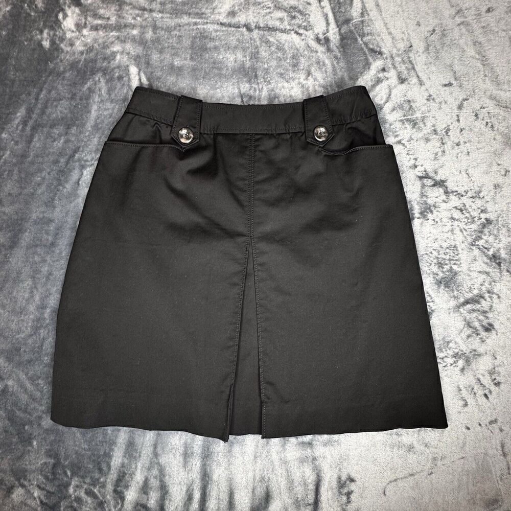 White House Black Market Skirt 4 Black Cotton Rayon Spandex Very Good Pre-Owned - Picture 2 of 11
